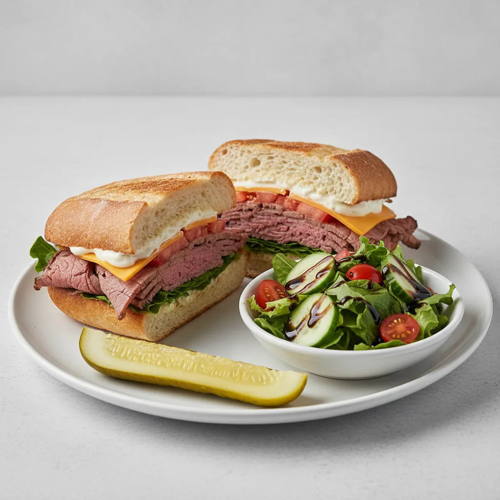 London Broil Sandwich With Balsamic Vinaigrette Side Salad