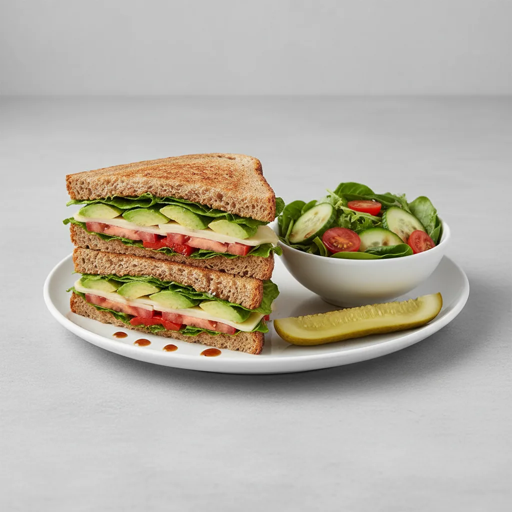 Vegetarian Sandwich With Balsamic Vinaigrette Side Salad