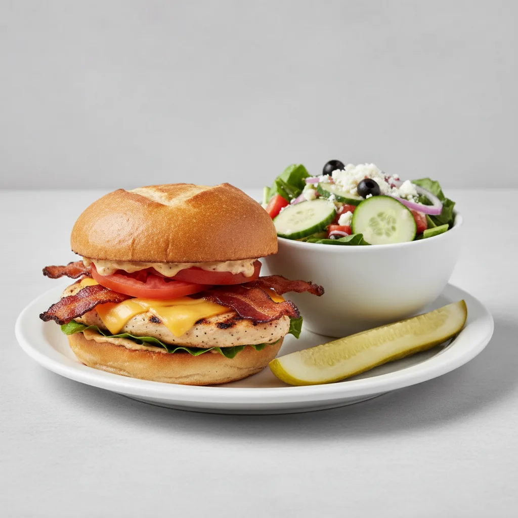Chipotle Chicken Sandwich With Greek Side Salad