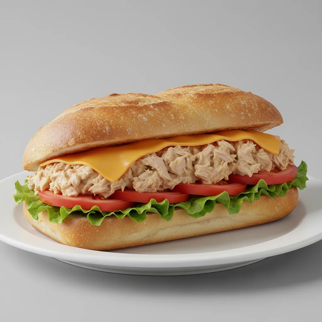 Cheddar Tuna Club on a Roll