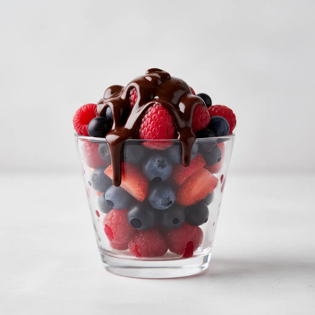Mix Berries Dessert Cup with Chocolate Glaze