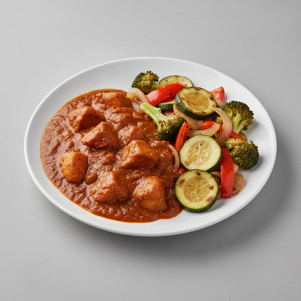 Chicken Vindaloo with Tawa Veggies (No Cliantro) Chicken Vindaloo with Tawa Veggies (No Cliantro)