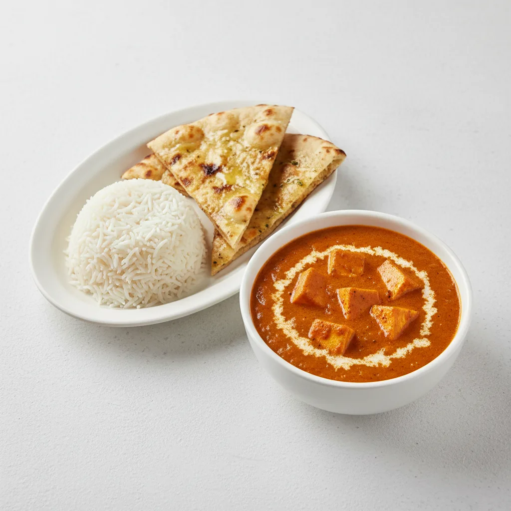 Paneer Butter Masala Bowl With Butter Naan Paneer Butter Masala Bowl With Butter Naan