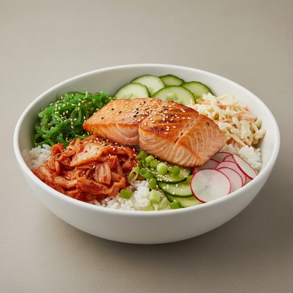 Kimchee Rice Bowl - Grilled Salmon
