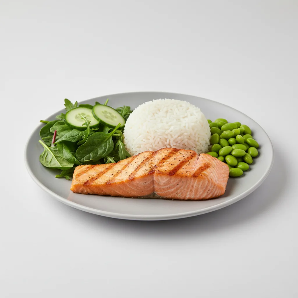 Grilled Salmon Rice Plate