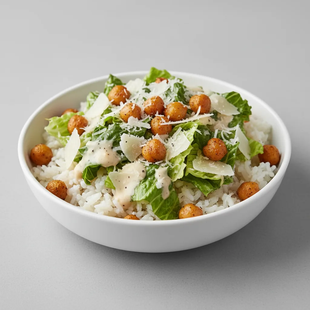 Roasted Chickpea Cesaer Salad Rice Bowl Roasted Chickpea Cesaer Salad Rice Bowl