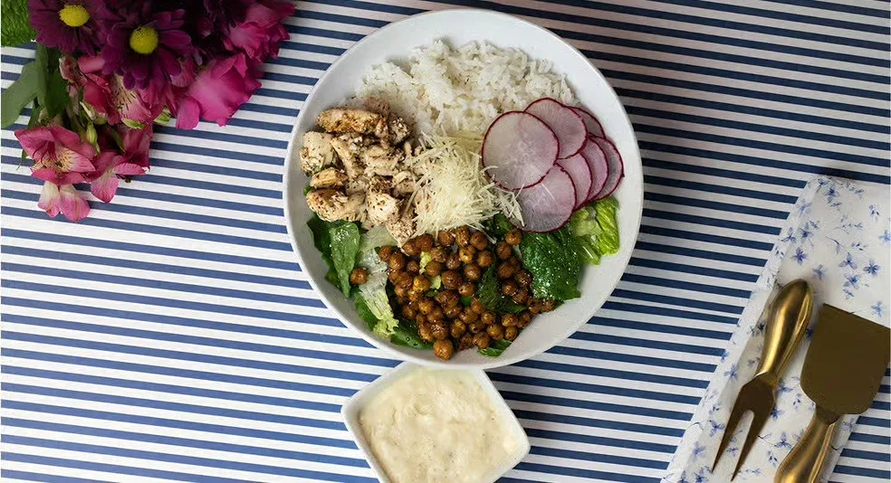 Chicken Cesaer Salad Rice Bowl