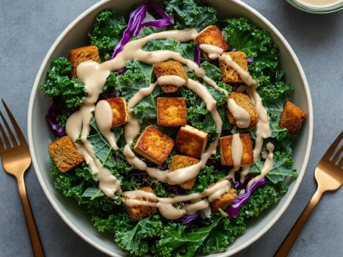 Kale Caesar Salad Bowl with Tofu