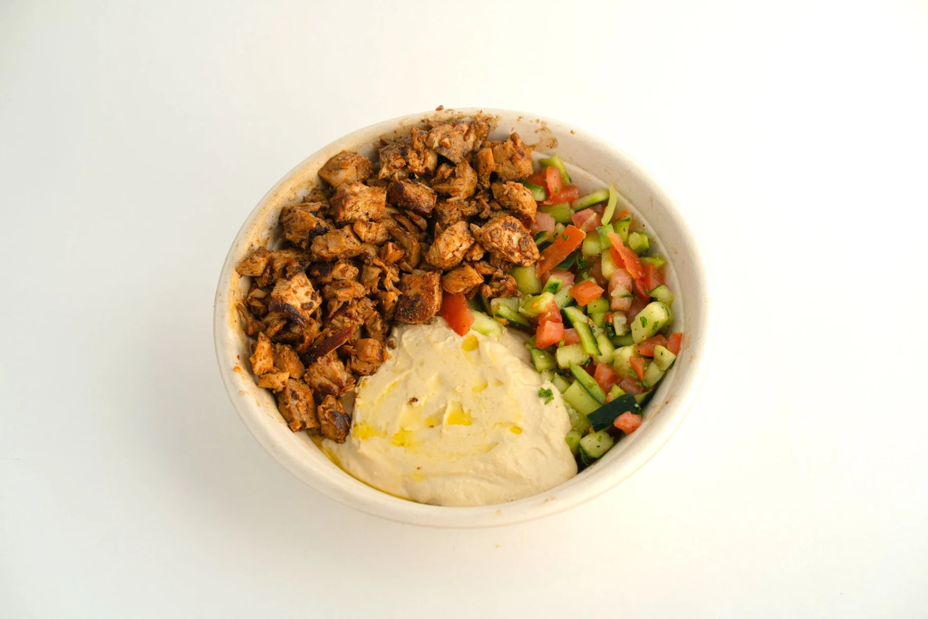 Spicy Grilled Chicken Hummus Salad — White