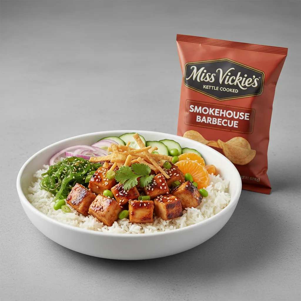 Sweet Sesame Chicken Bowl Combo (Regular) — White Rice / Miss Vickie's Smokehouse Barbecue Kettle Cooked Potato Chips Sweet Sesame Chicken Bowl Combo (Regular) — White Rice / Miss Vickie's Smokehouse Barbecue Kettle Cooked Potato Chips