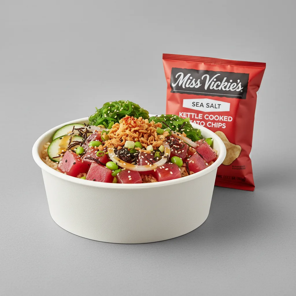 Hawaiian Ahi Bowl Combo (Regular) — Brown Rice / Miss Vickie's Sea Salt Kettle Cooked Potato Chips Hawaiian Ahi Bowl Combo (Regular) — Brown Rice / Miss Vickie's Sea Salt Kettle Cooked Potato Chips