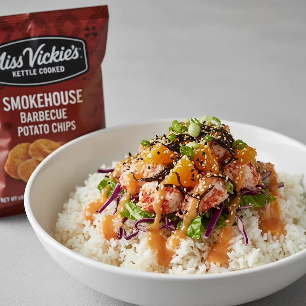 Luxe Lobster Bowl Combo (Regular) — White Rice / Miss Vickie's Smokehouse Barbecue Kettle Cooked Potato Chips Luxe Lobster Bowl Combo (Regular) — White Rice / Miss Vickie's Smokehouse Barbecue Kettle Cooked Potato Chips