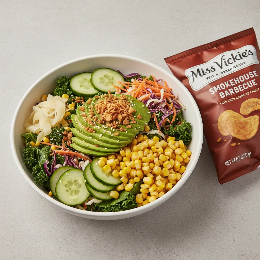 Avocado Salad Bowl Combo (Regular) — Mixed Greens / Miss Vickie's Smokehouse Barbecue Kettle Cooked Potato Chips Avocado Salad Bowl Combo (Regular) — Mixed Greens / Miss Vickie's Smokehouse Barbecue Kettle Cooked Potato Chips