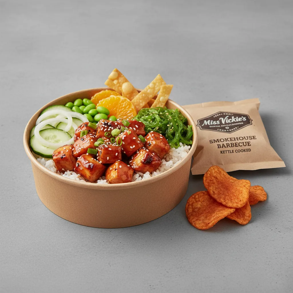 Sweet Sesame Chicken Bowl Combo (Regular) — White Rice / Miss Vickie's Smokehouse Barbecue Kettle Cooked Potato Chips Sweet Sesame Chicken Bowl Combo (Regular) — White Rice / Miss Vickie's Smokehouse Barbecue Kettle Cooked Potato Chips
