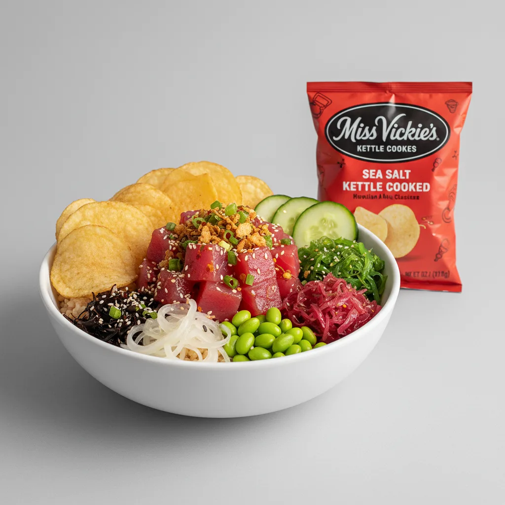 Hawaiian Ahi Bowl Combo (Regular) — Brown Rice / Miss Vickie's Sea Salt Kettle Cooked Potato Chips Hawaiian Ahi Bowl Combo (Regular) — Brown Rice / Miss Vickie's Sea Salt Kettle Cooked Potato Chips