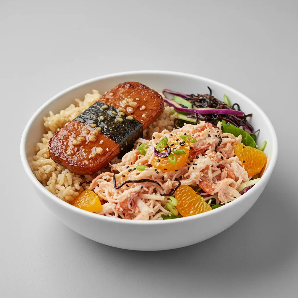 Luxe Lobster Bowl Combo (Regular) — Brown Rice / Garlic Spam Musubi Luxe Lobster Bowl Combo (Regular) — Brown Rice / Garlic Spam Musubi