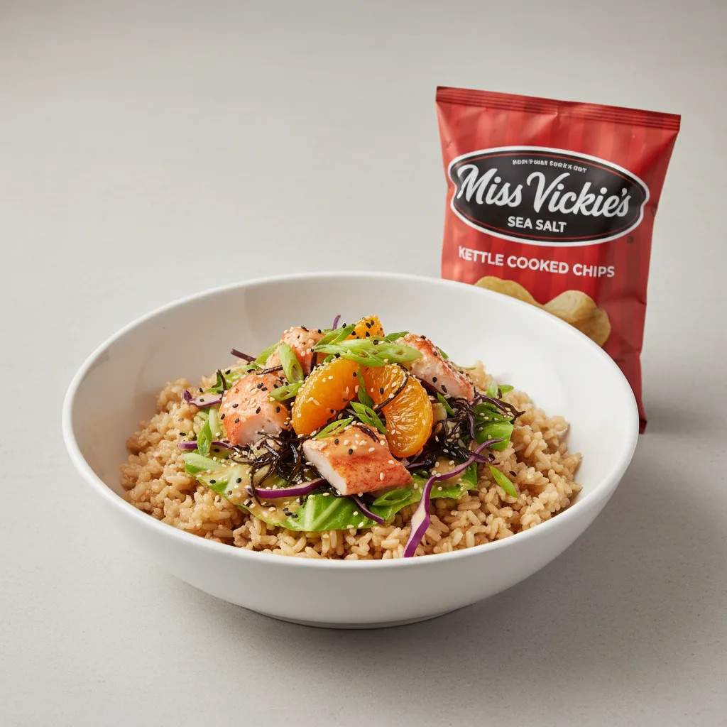 Luxe Lobster Bowl Combo (Regular) — Brown Rice / Miss Vickie's Sea Salt Kettle Cooked Potato Chips Luxe Lobster Bowl Combo (Regular) — Brown Rice / Miss Vickie's Sea Salt Kettle Cooked Potato Chips