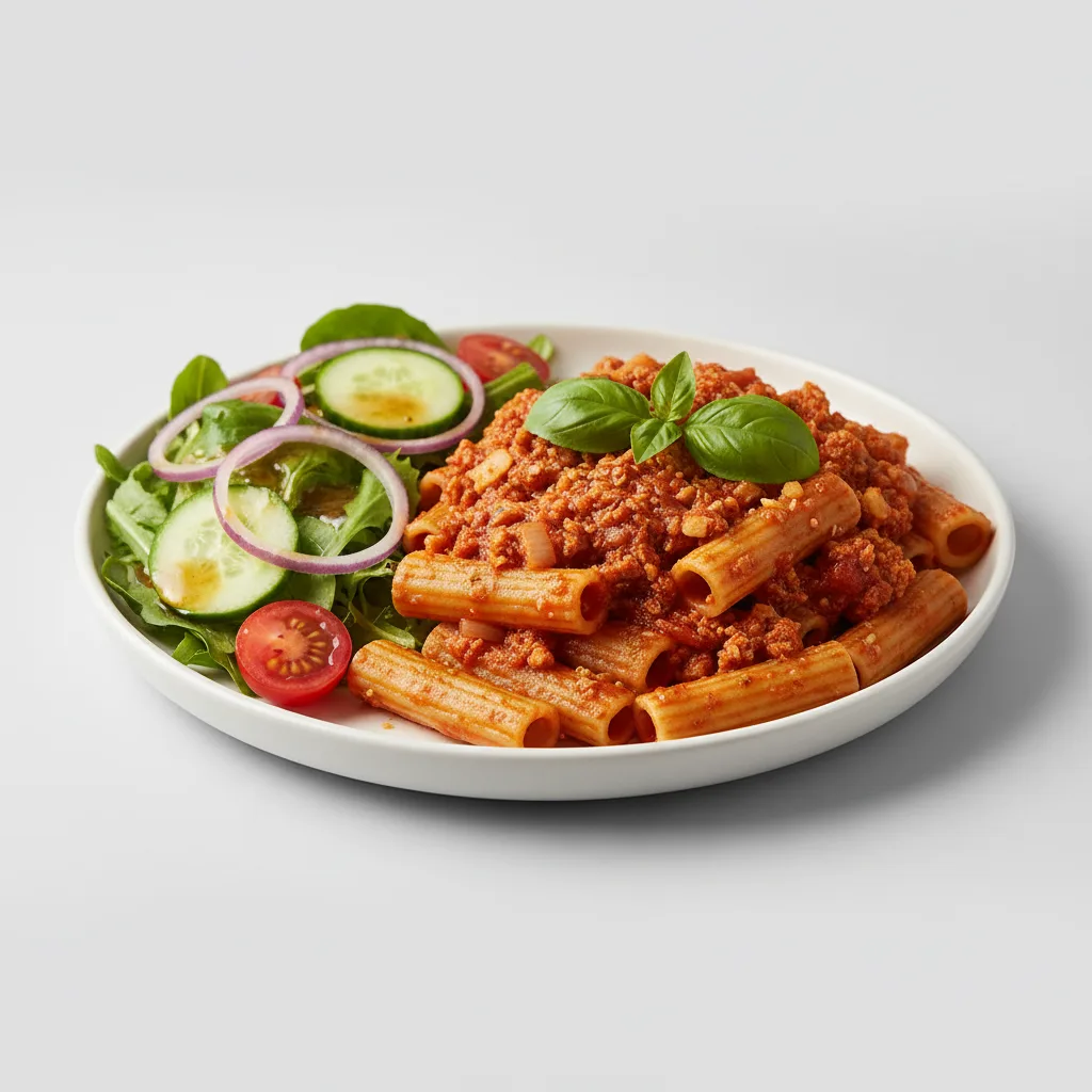 Bolognese Pasta with Side Salad (Vegan) Bolognese Pasta with Side Salad (Vegan)