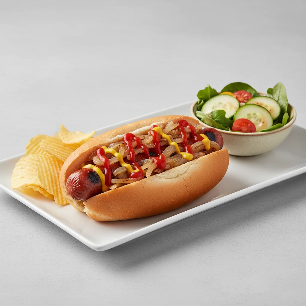 New York Style Hot Dog Sandwich with Side of Chips New York Style Hot Dog Sandwich with Side of Chips