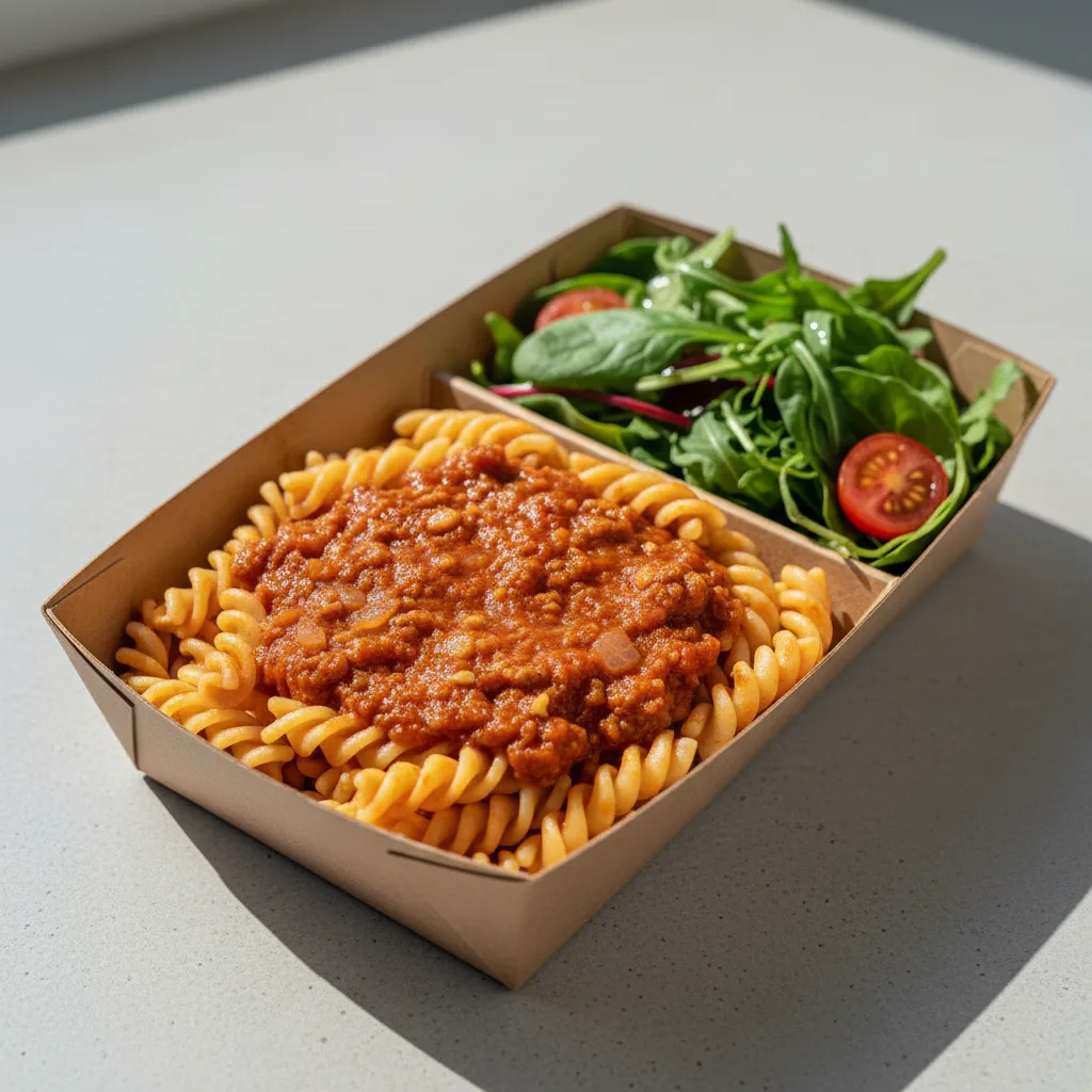Gluten-Free Bolognese Pasta (Vegan) Boxed Meal Gluten-Free Bolognese Pasta (Vegan) Boxed Meal