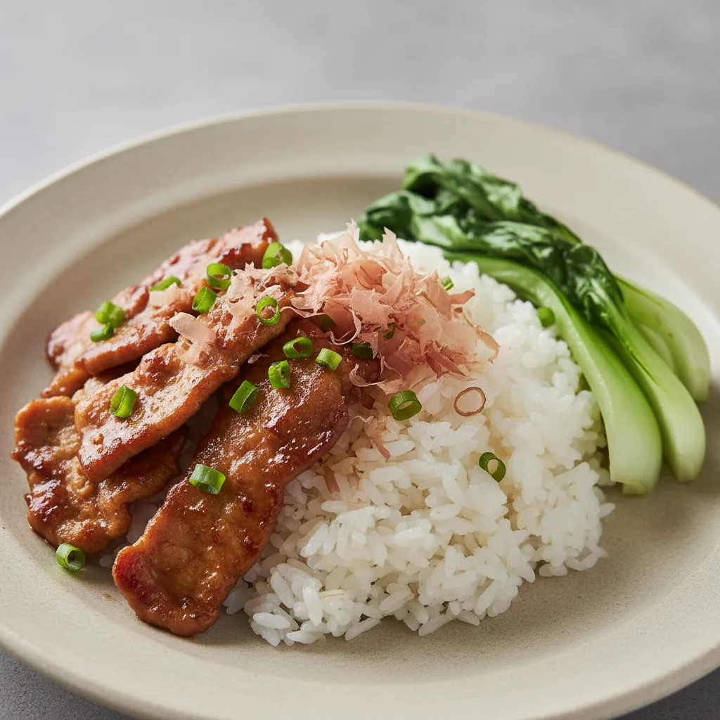 Shoyu Pork Rice with Bok Choy Shoyu Pork Rice with Bok Choy