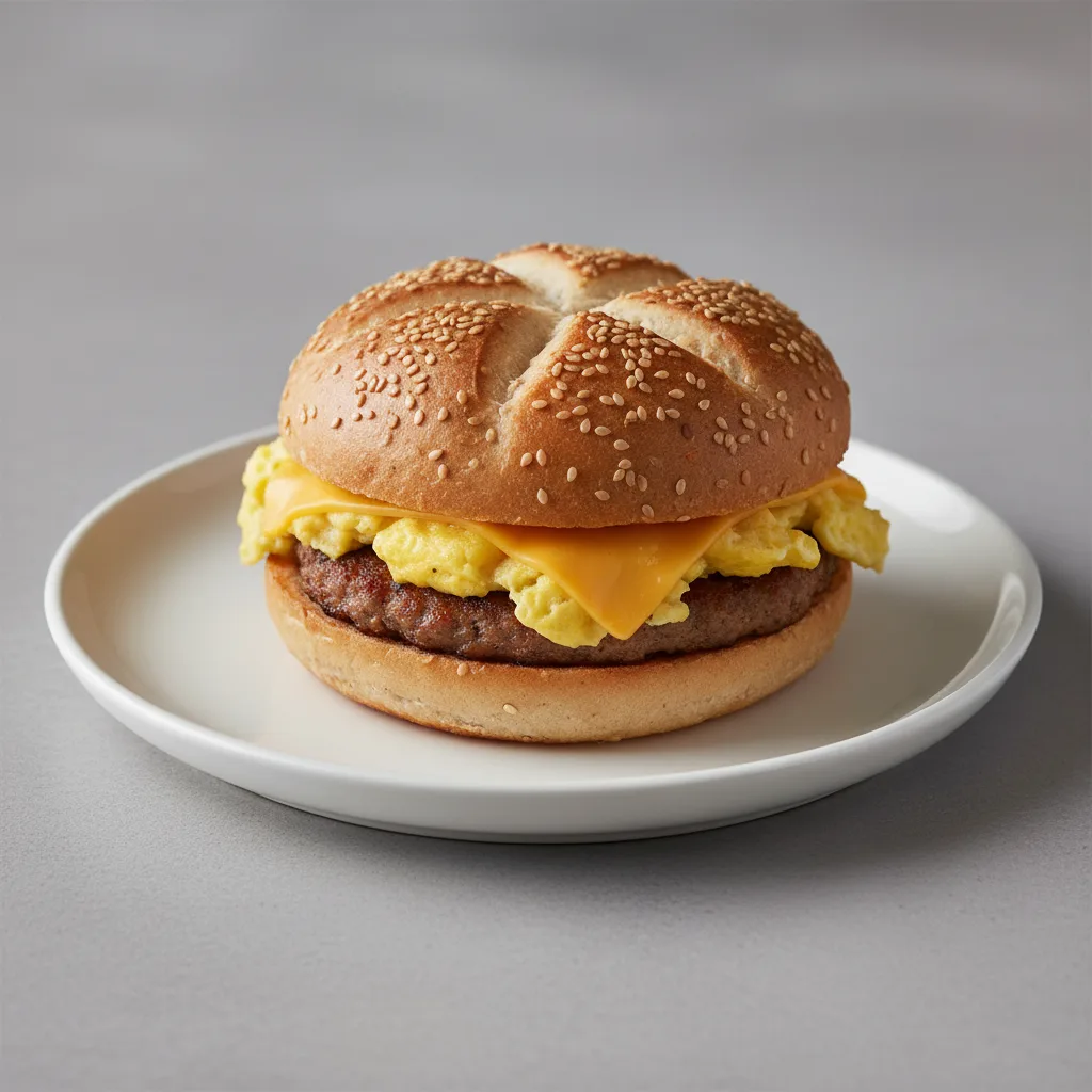 Sausage, Egg & Cheese on Kaiser Roll