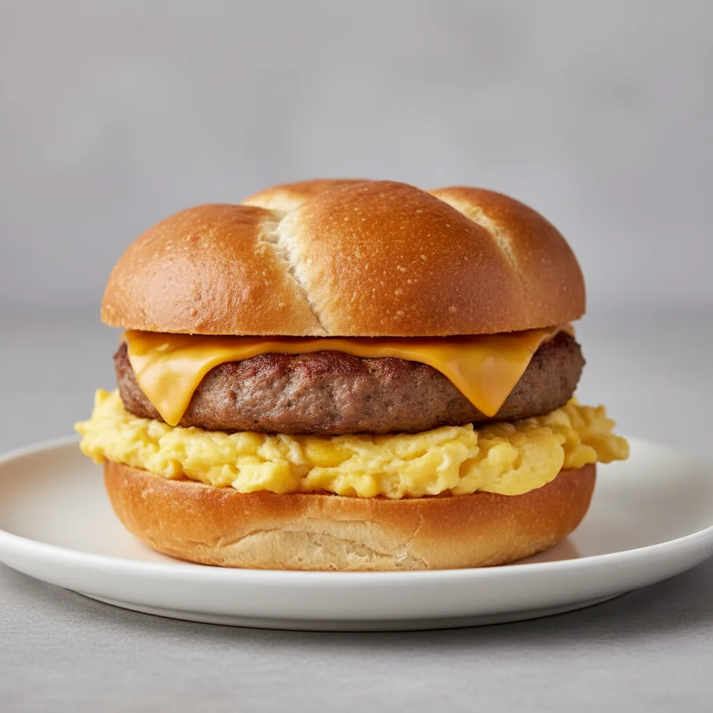 Sausage, Egg & Cheese on Challah Roll
