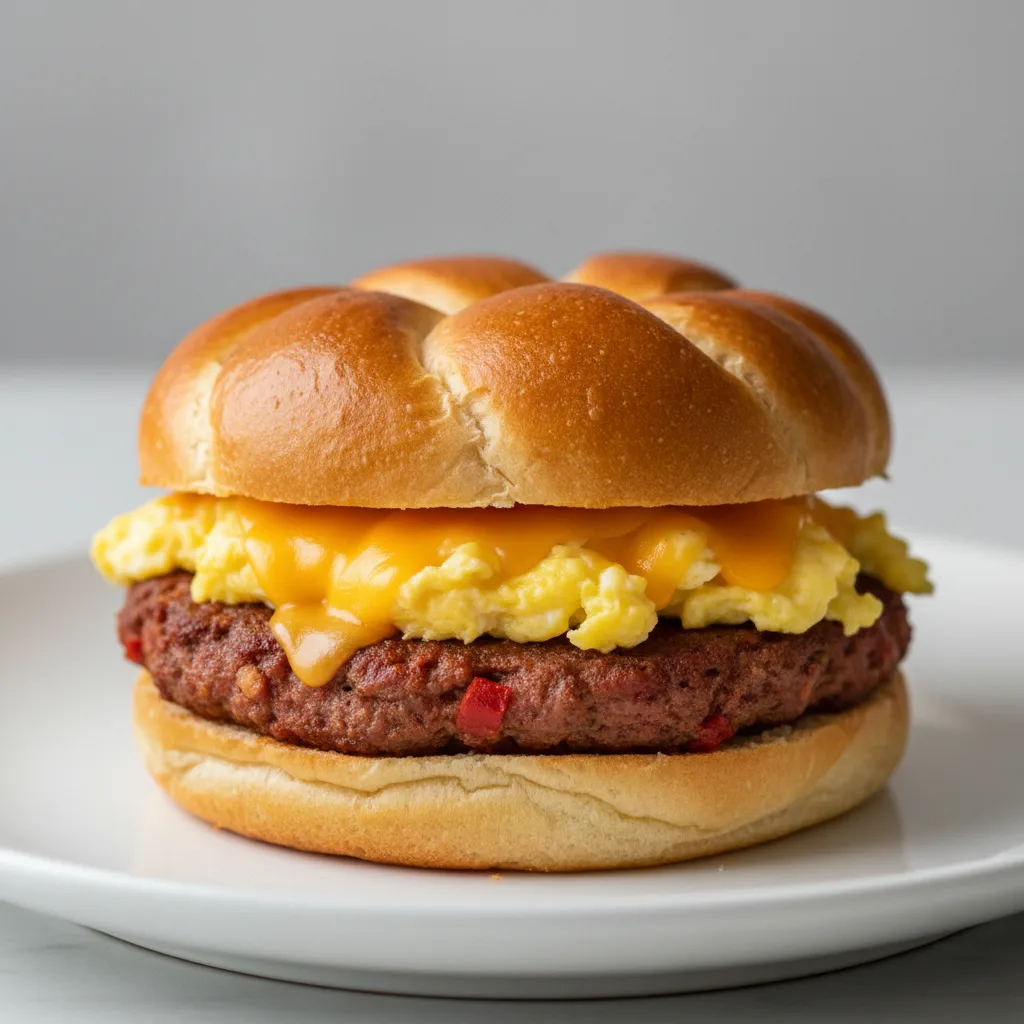 Chorizo, Egg & Cheese on a Challah Roll