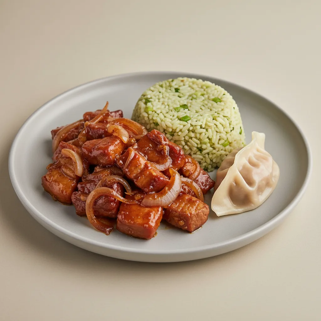 Shanghai Style Pork With Vegetable Rice & Pork Dumpling Shanghai Style Pork With Vegetable Rice & Pork Dumpling