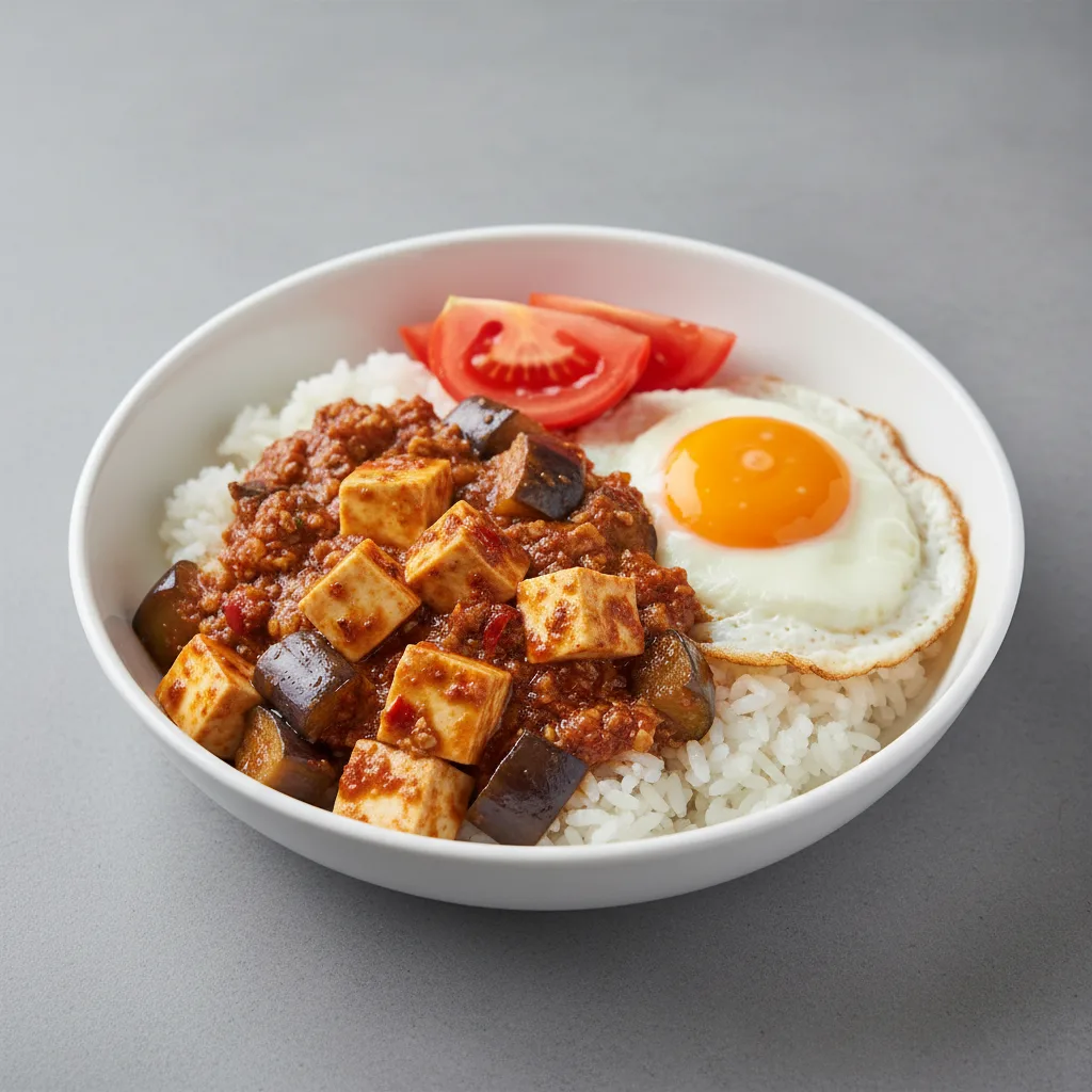 Mapo Tofu Eggplant Rice With Tomato & Egg Mapo Tofu Eggplant Rice With Tomato & Egg