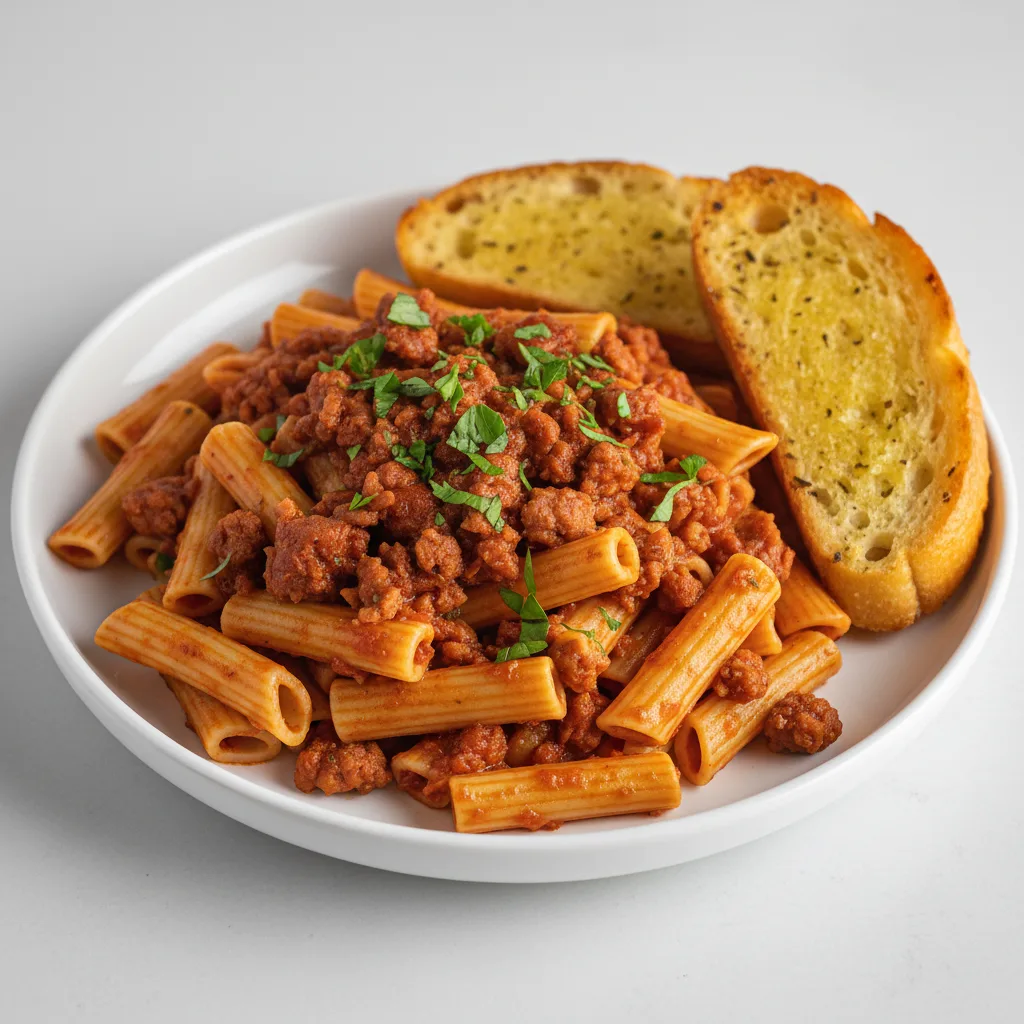 Ziti Pasta with Italian Sausage, Sunday Gravy and Italian Herbs Ziti Pasta with Italian Sausage, Sunday Gravy and Italian Herbs