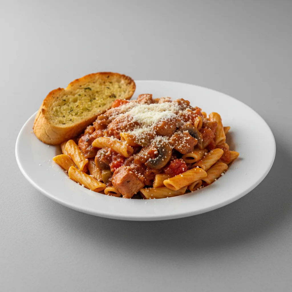 Ziti Pasta with Chicken Cacciatore, Sunday Gravy and Pecorino Romano Ziti Pasta with Chicken Cacciatore, Sunday Gravy and Pecorino Romano
