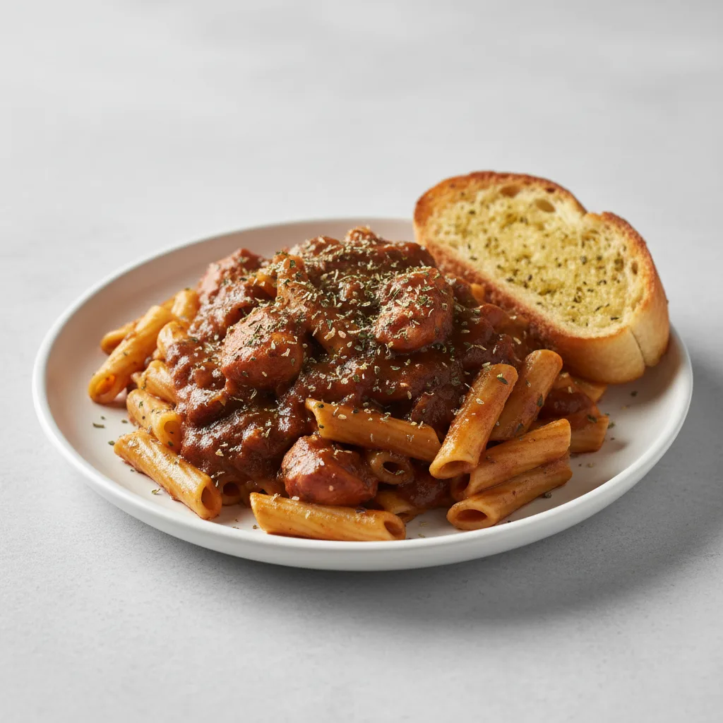 Ziti Pasta with Chicken Cacciatore, Sunday Gravy and Italian Herbs Ziti Pasta with Chicken Cacciatore, Sunday Gravy and Italian Herbs