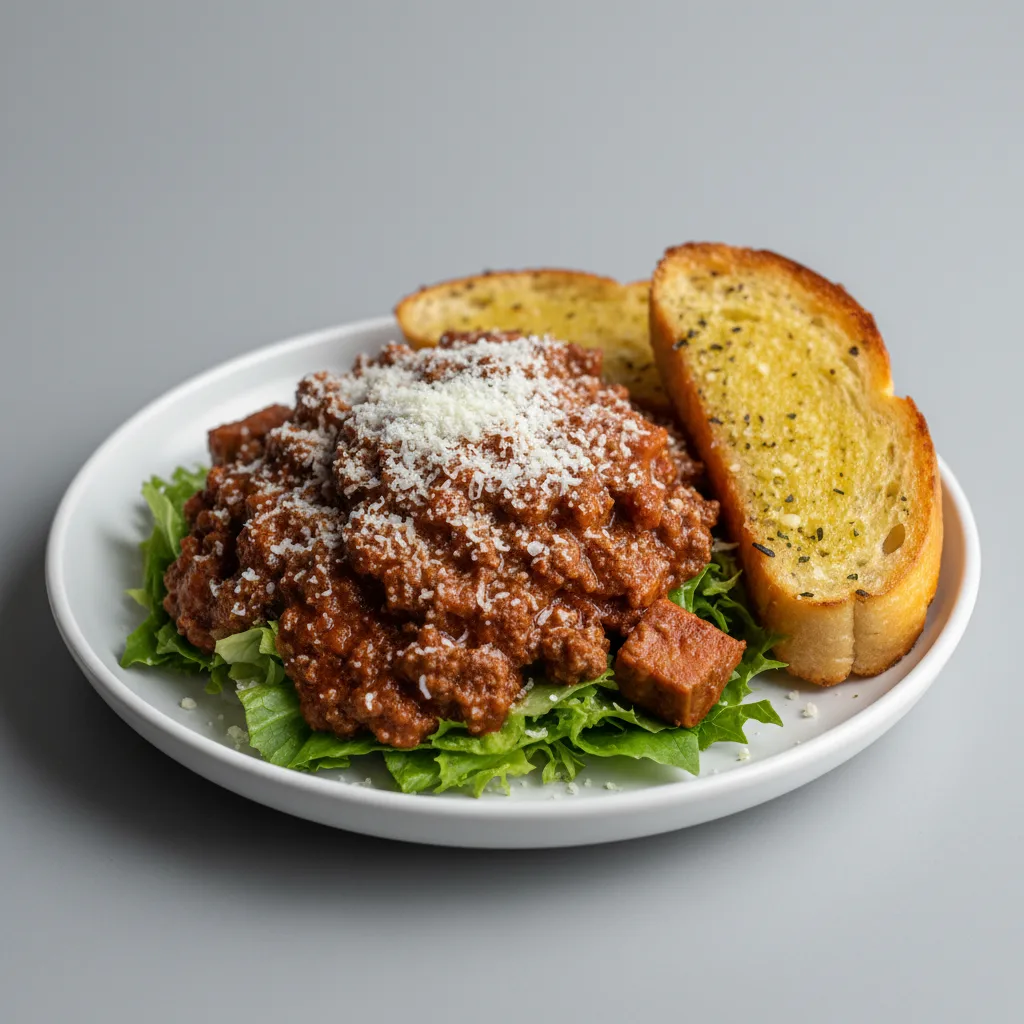 Lettuce Mix with Beef Bolognese, Sunday Gravy and Pecorino Romano Lettuce Mix with Beef Bolognese, Sunday Gravy and Pecorino Romano