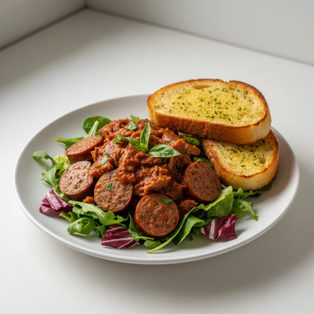 Lettuce Mix with Italian Sausage, Sunday Gravy and Italian Herbs Lettuce Mix with Italian Sausage, Sunday Gravy and Italian Herbs