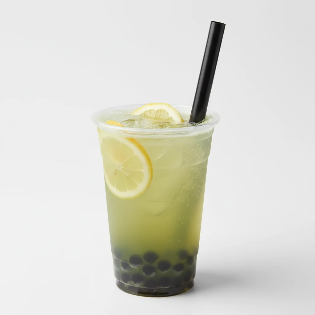 25% Sweetness Fresh Lemon Green Tea with Boba [16 oz]