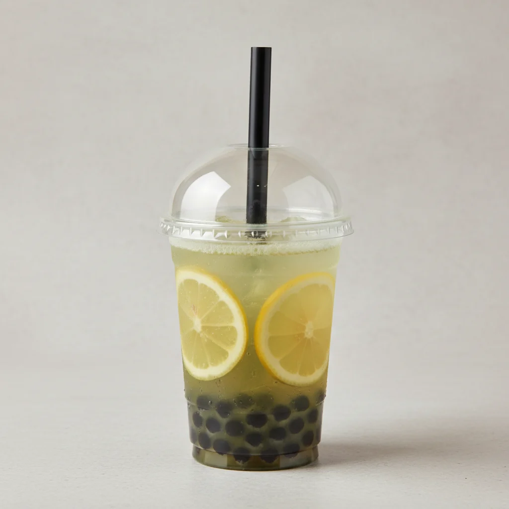 50% Sweetness Fresh Lemon Green Tea with Boba [16 oz]