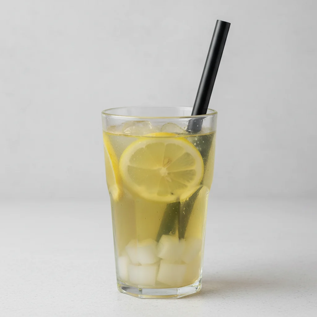 25% Sweetness Fresh Lemon Green Tea with Lychee Jelly [24 oz]