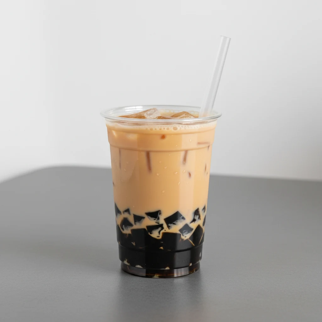 25% Sweetness Four Seasons Milk Tea with Grass Jelly [16 oz]