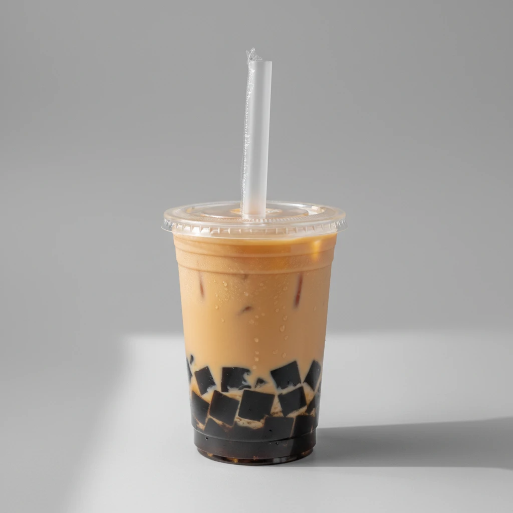 50% Sweetness Four Seasons Milk Tea with Grass Jelly [24 oz]