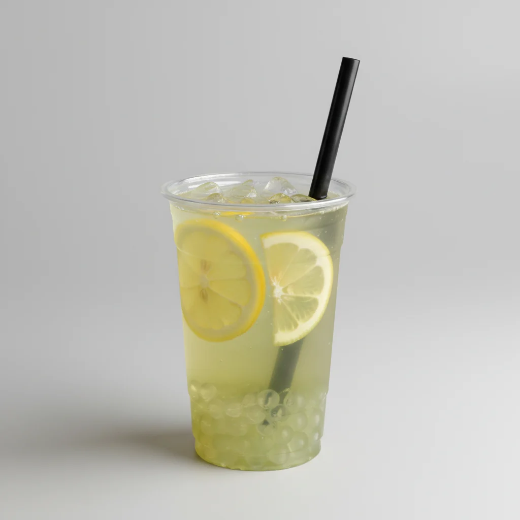 25% Sweetness Fresh Lemon Green Tea with Crystal Boba [16 oz]