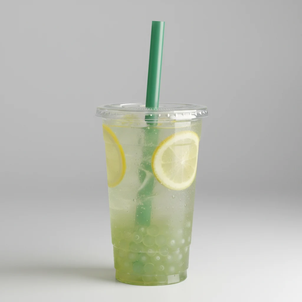 25% Sweetness Fresh Lemon Green Tea with Crystal Boba [24 oz]