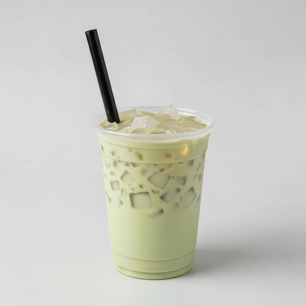 25% Sweetness Green Milk Tea with Lychee Jelly [16 oz]
