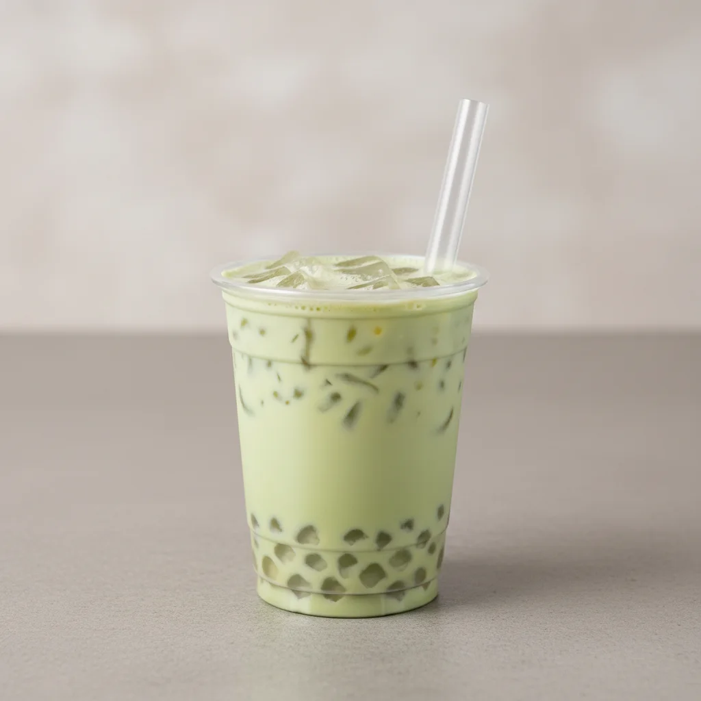 50% Sweetness Green Milk Tea with Lychee Jelly [16 oz]