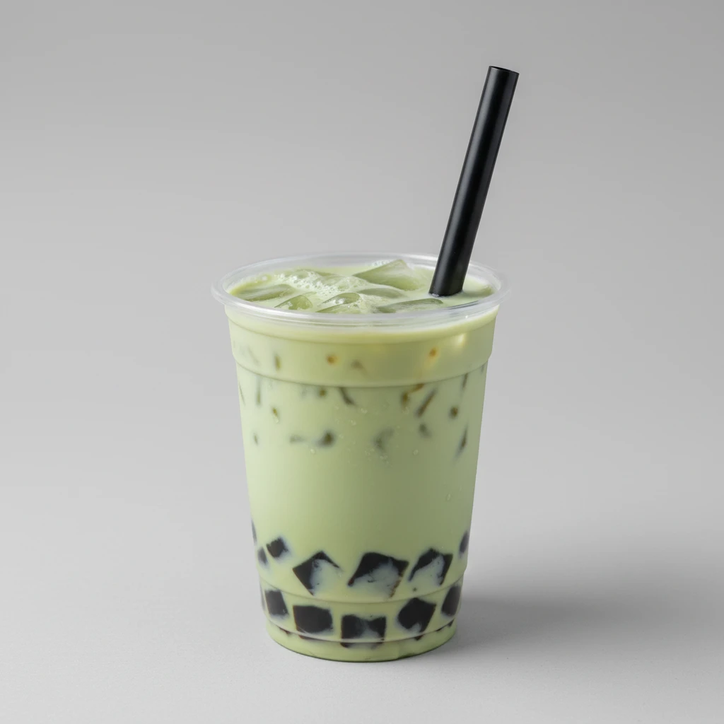 Sweetness Green Milk Tea with Grass Jelly [16 oz]