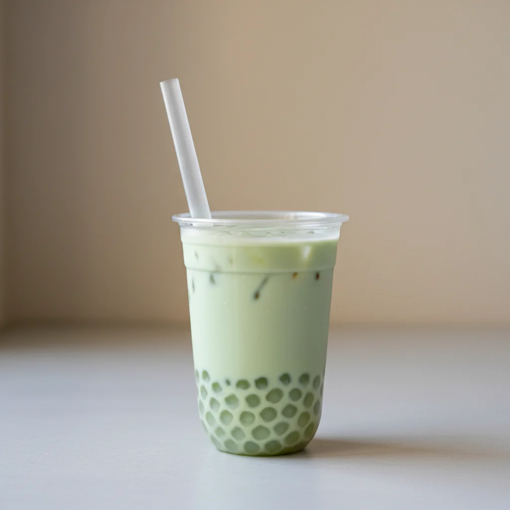 25% Sweetness Green Milk Tea with Crystal Boba [16 oz]