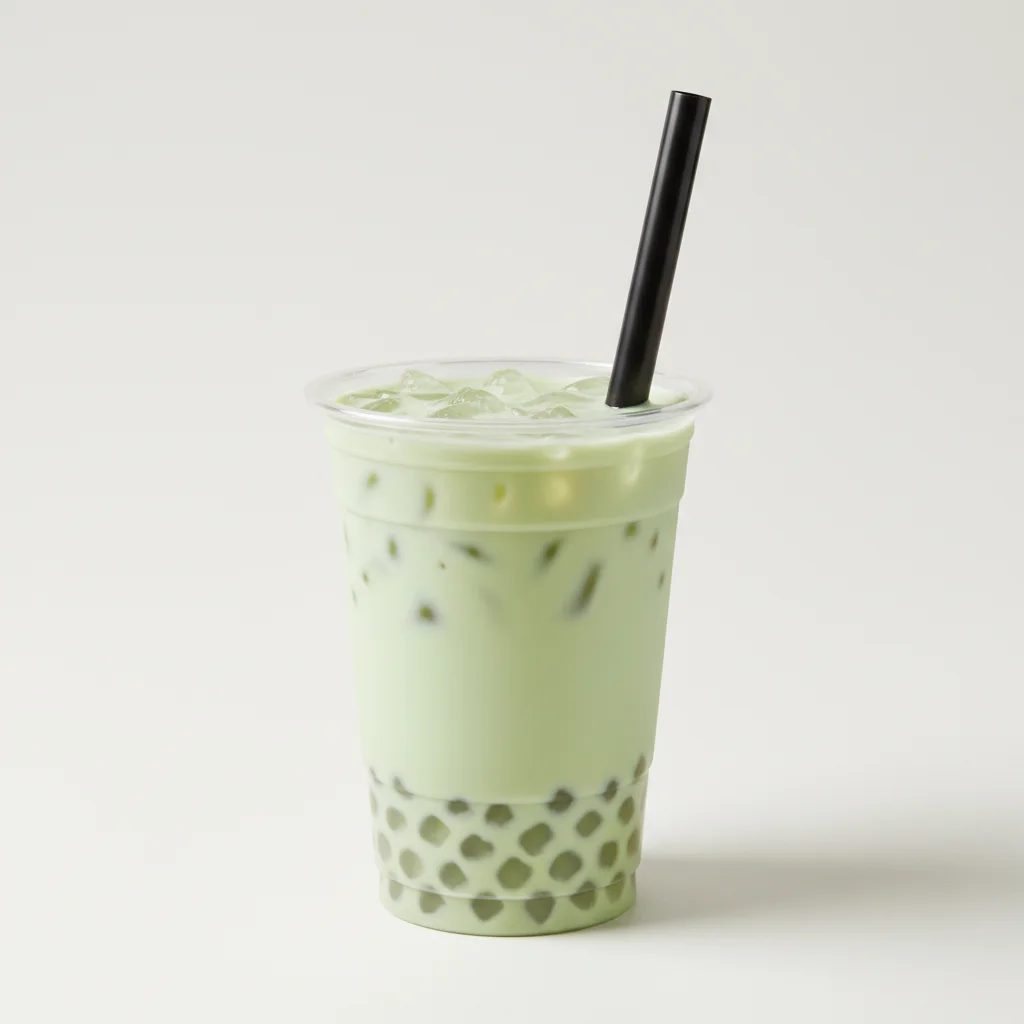 50% Sweetness Green Milk Tea with Crystal Boba [16 oz]