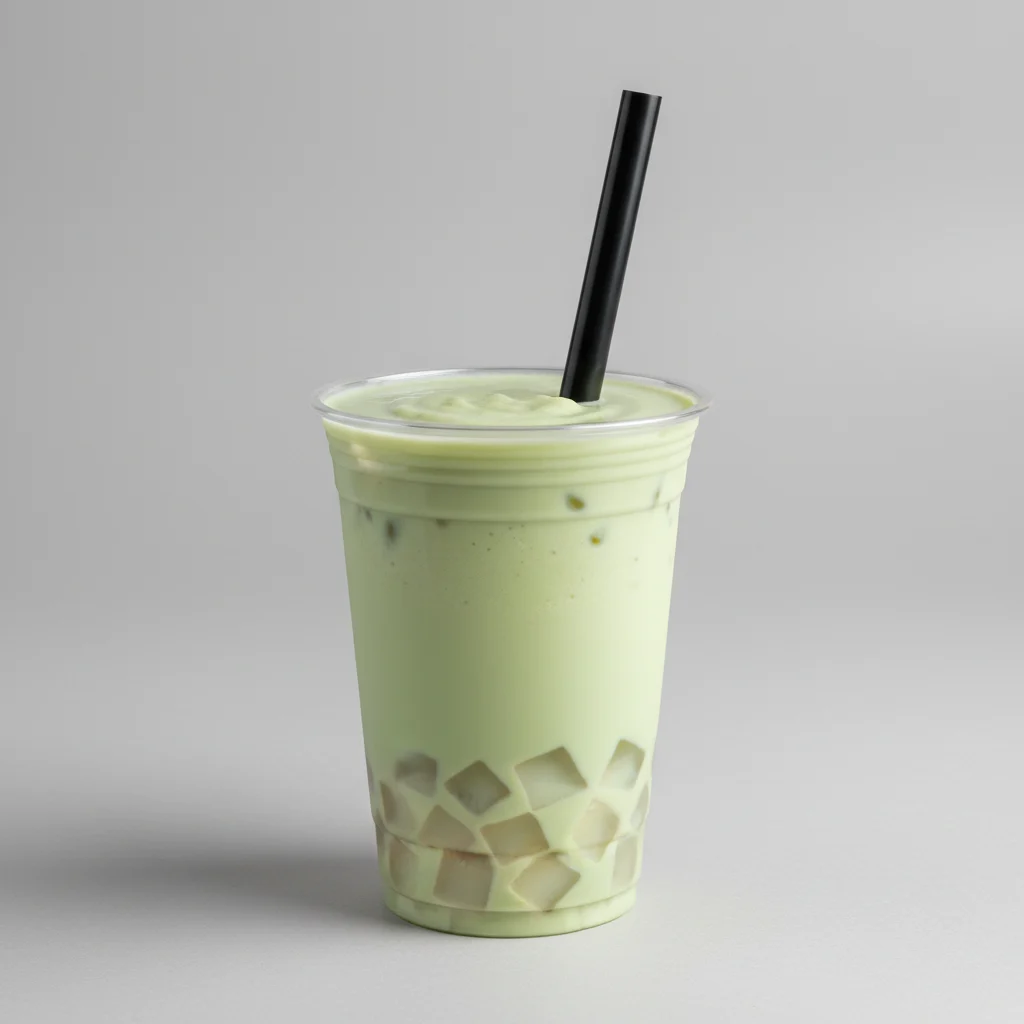 25% Sweetness Green Milk Tea with Lychee Jelly [24 oz]