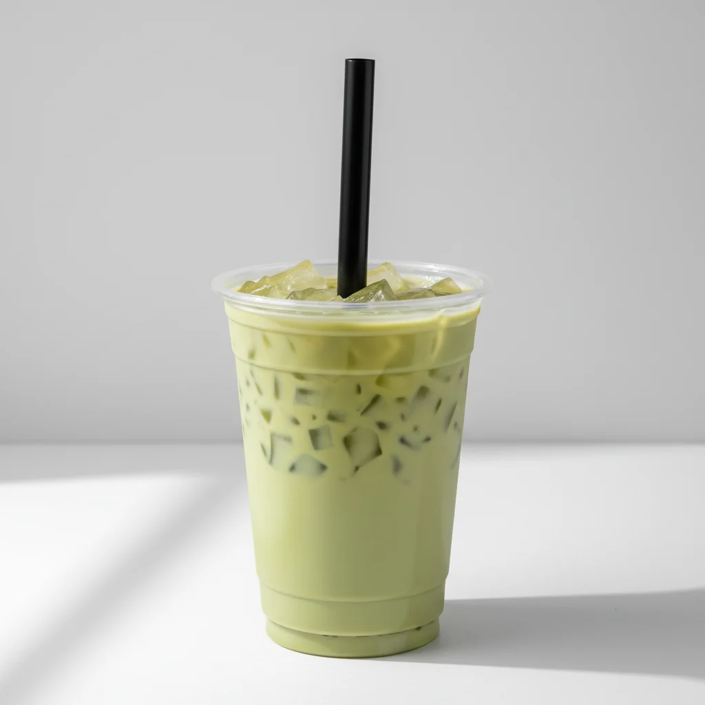 50% Sweetness Green Milk Tea with Lychee Jelly [24 oz]