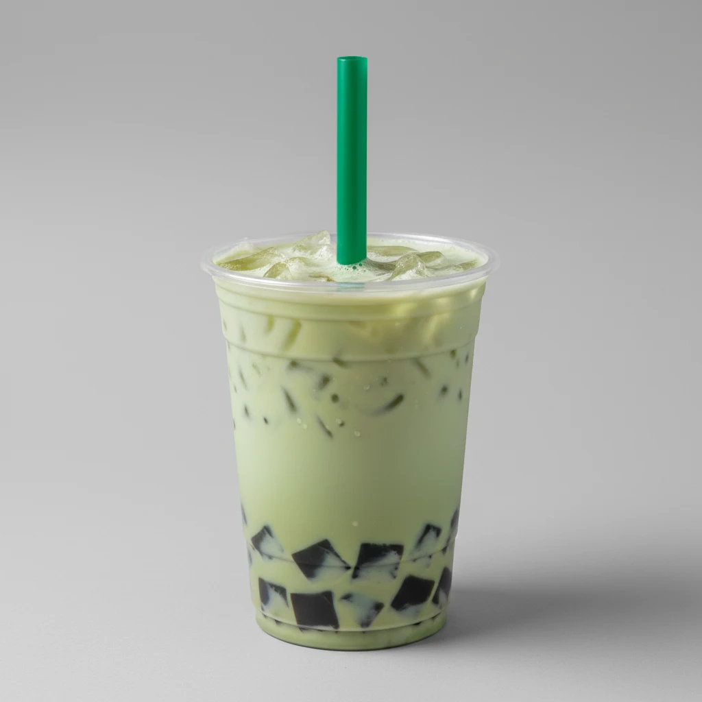 Sweetness Green Milk Tea with Grass Jelly [24 oz]